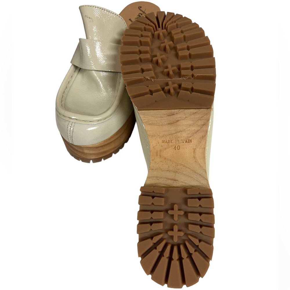 Free People Cream Leather Wooden Platform Mules - Picture 8 of 10